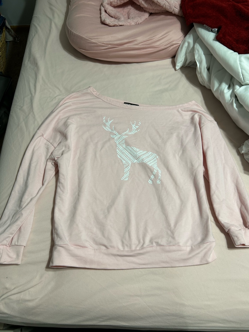 Light Pink Christmas reindeer top